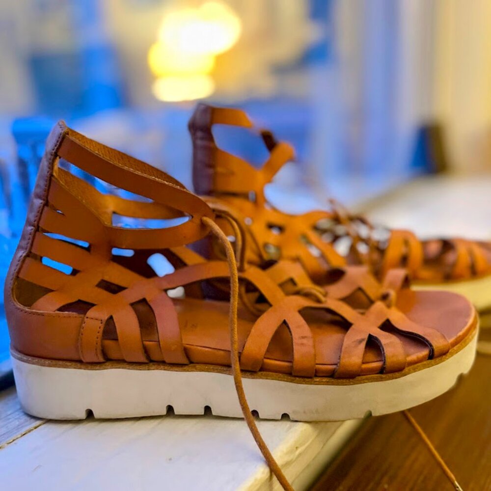 Gladiator Style Lace-Up Platform Sandals - Gentle Souls by Kenneth Cole